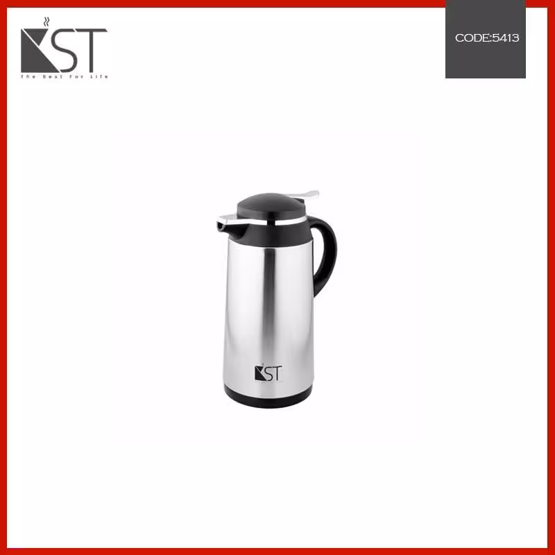 فلاسک شیشه دار استیل  یک لیتری کی اس تی( KST)