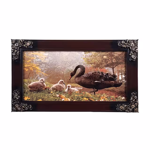 تابلو فرش ماشینی دنیای فرش طرح غازها و جوجه ها کد 154