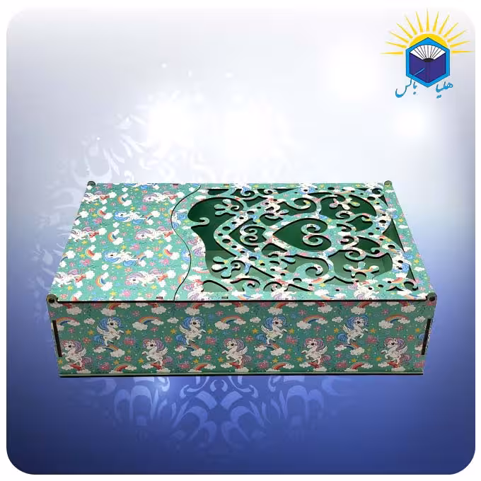 جعبه هدیه دو در  10*25*40 طرح یونیکورن