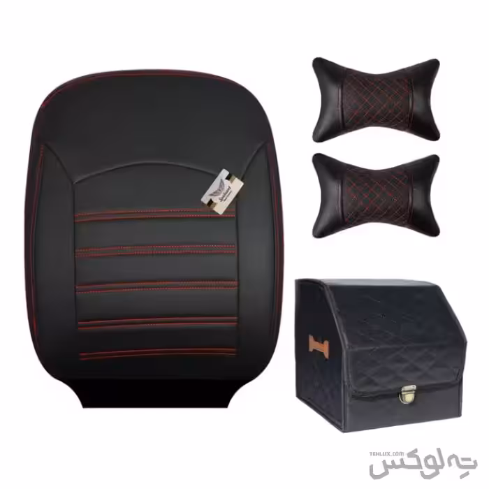 روکش صندلی پژو 207 چرمی برند سوشیانت مدل آذین به همراه پشت گردنی، دورفرمان و جعبه نظم دهنده