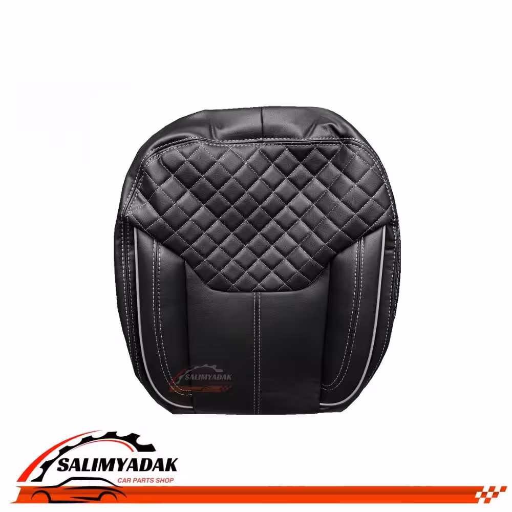 روکش صندلی پژو 206 چرم رنگ مشکی نوار طوسی طرح تالیسمان vip