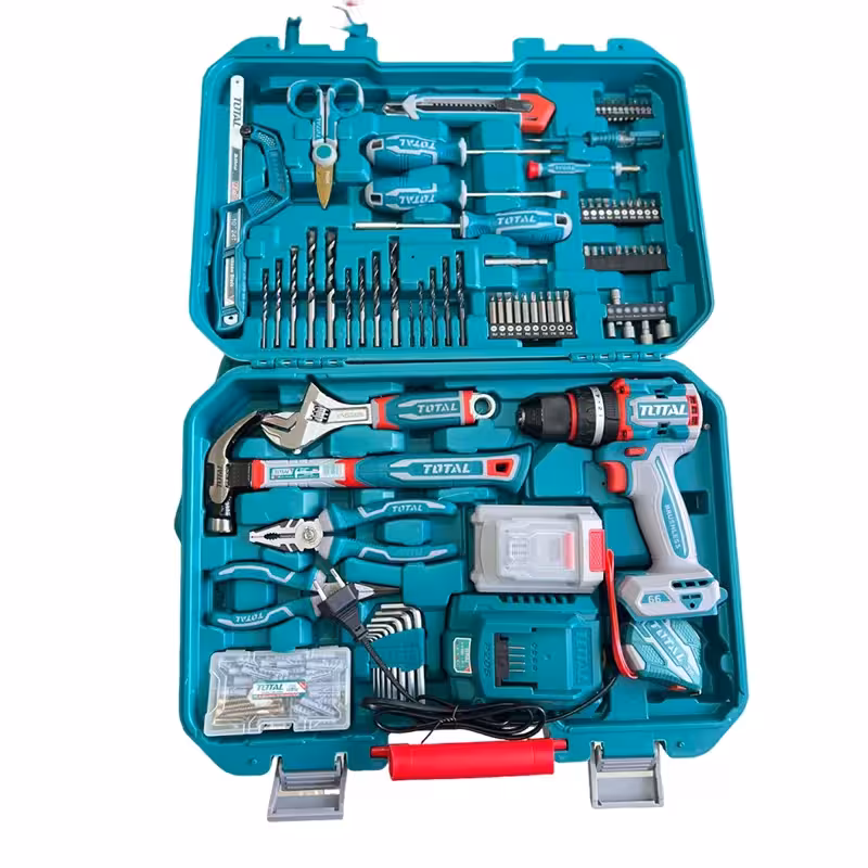 دریل شارژی توتال 66 نیوتن همراه 165 پارچه ابزار صنعتی