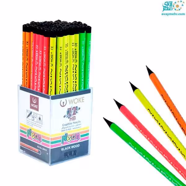 مداد مشکی سه گوش چوب مشکی فسفری صدفی 20019 ووک (72 عددی)