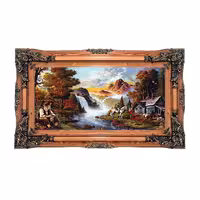 تابلو فرش ماشینی دنیای فرش طرح پیرمرد و آبشار کد 423