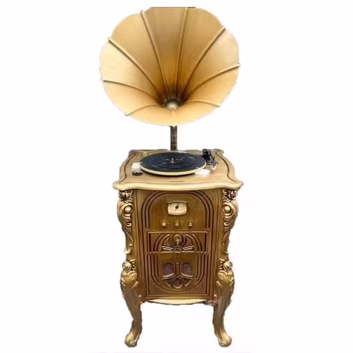 گرامافون ایستاده آنتیک سری 2208 طلایی (ارسال رایگان)