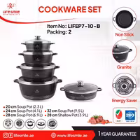 سرویس قابلمه گرانیتی لایف اسمایل 10 پارچه مشکی مدل LIFEP7