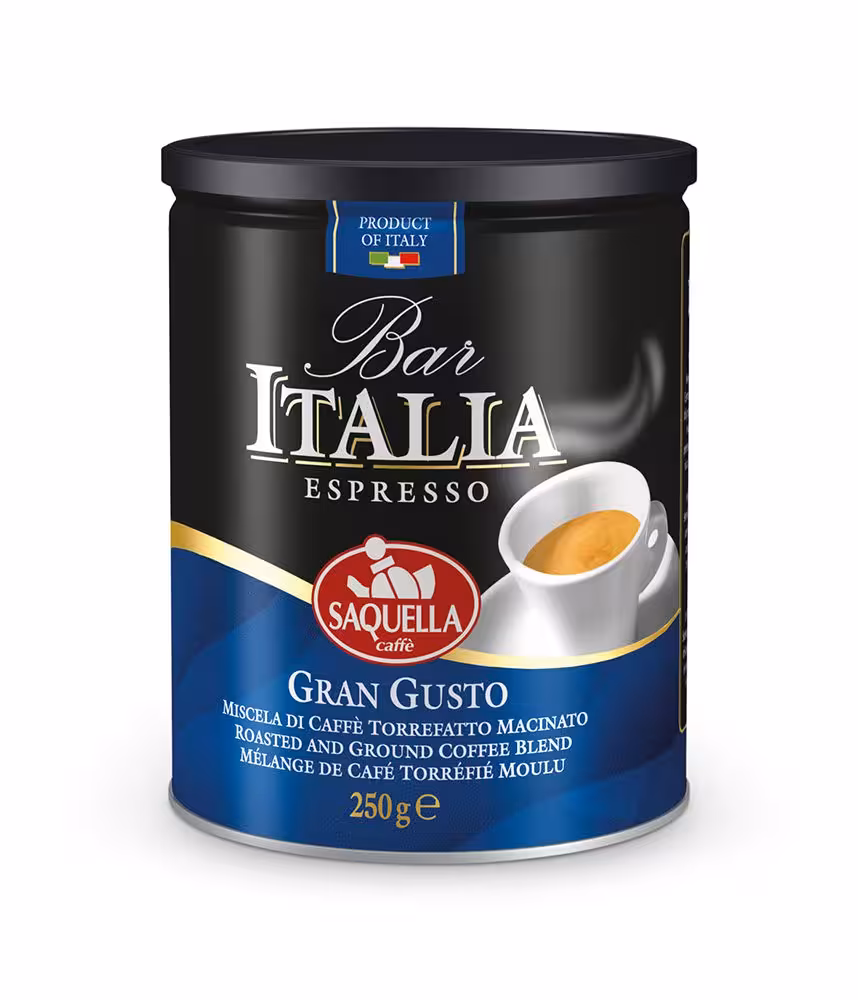 قهوه اسپرسو آسیاب شده ایتالیا گرن گوستو ساکوئلا 250 گرم قوطی | – Gran Gusto Espresso