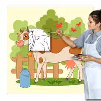 کاردستی نقاشی غول پیکر« گاو شیرده»