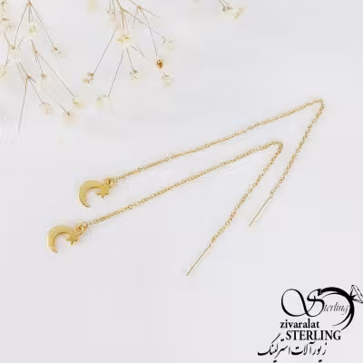 گوشواره ماه و ستاره بخیه ای برند استیل کد 10975