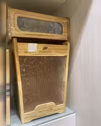 ست سطل و جا دستمال چوب و شیشه هایلو