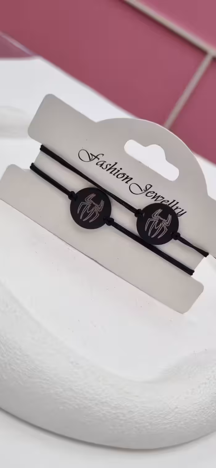 دستبند ست کاپلی استیل مشکی عنکبوت