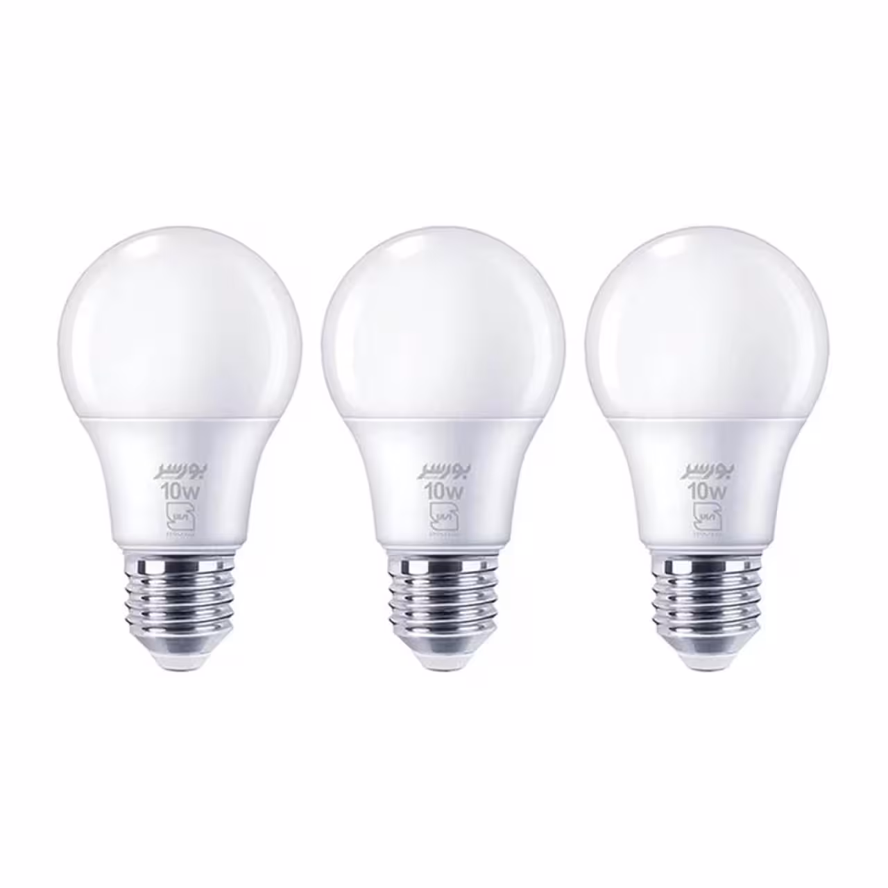 لامپ LED حبابی 10 وات بورسر مدل A60 پایه E27 پک 3 عددی