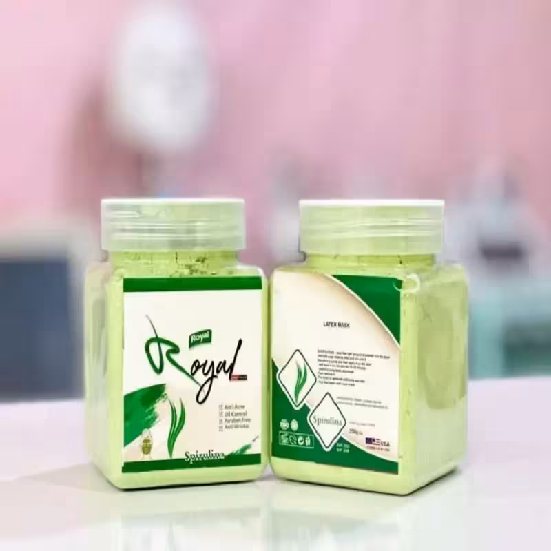 ماسک لاتکسی لایه بردار پوست عصاره جلبک اسپیرولینا  250 گرمی برند رویال ROYAL