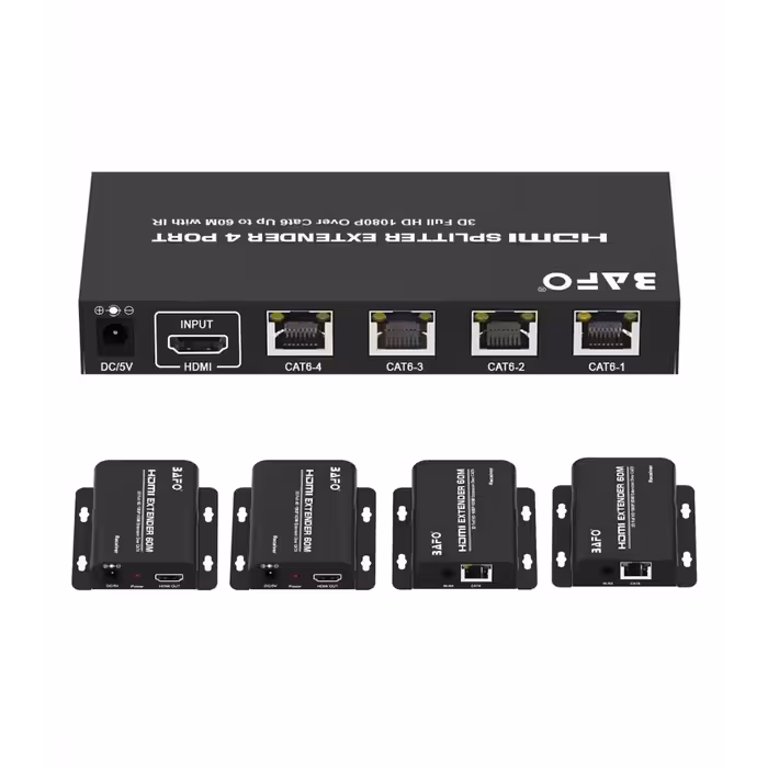 ارسال فوری   امکان خرید حضوری   ضمانت اصالت کالا   اسپلیتر اکستندر 4 پورت HDMI انتقال روی کابل شبکه تا 60 متر بافو BF-141