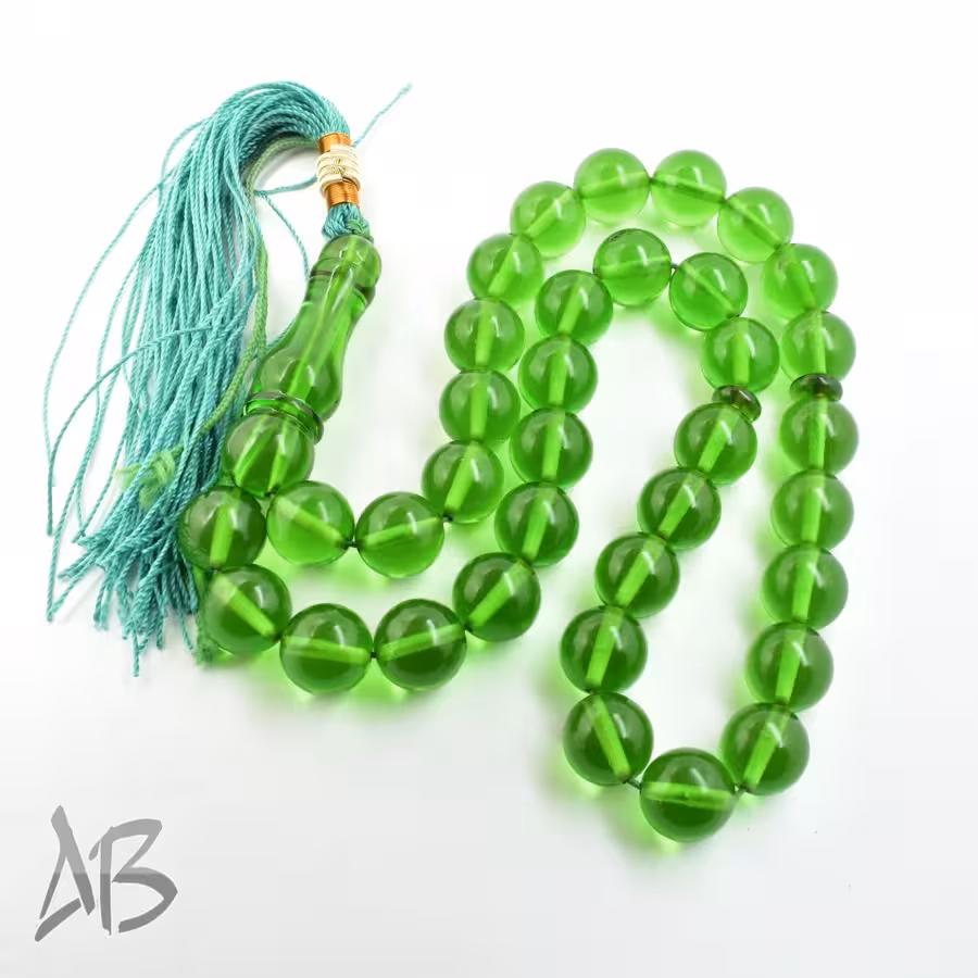 تسبیح سندلوس 35 دانه کد 1178 بودار گرد سبز سایز 13 آقابزرگ