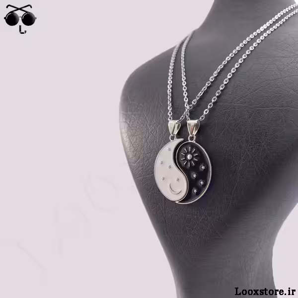 گردنبند ست عاشقانه ماه و خورشید گرد