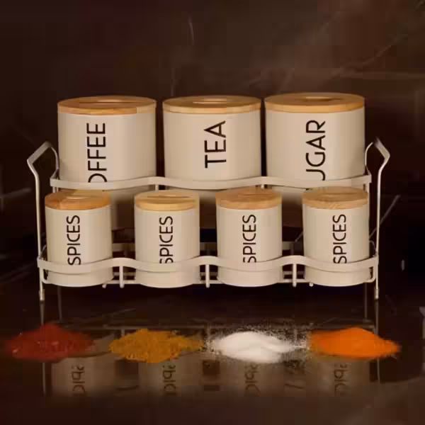 ست 7 پارچه پاسماوری طوسی کمرنگ درب چوبی BVK 863116