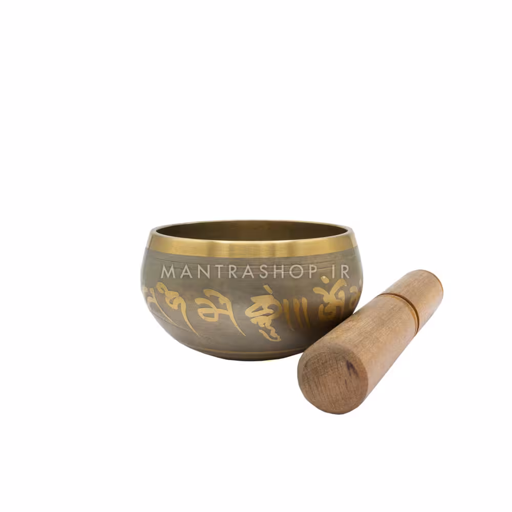 کاسه تبتی نقره ای طلایی نقش طلاکوب – قطر دهانه 9 سانتی متر