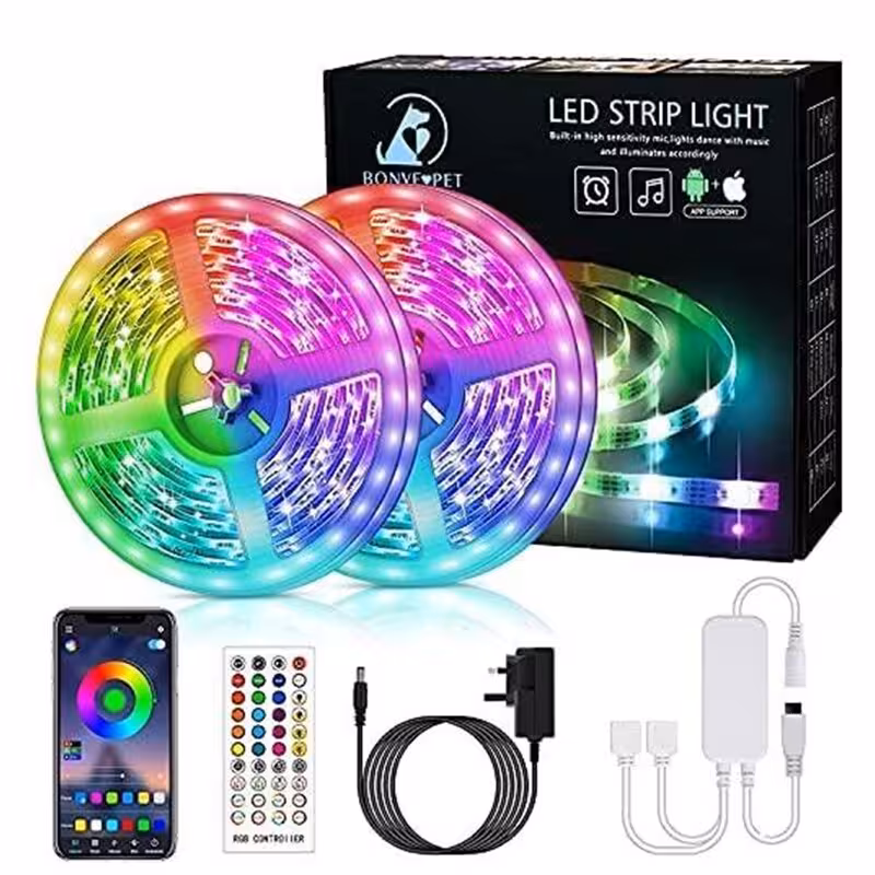 نوار LED RGB 10M – همگام سازی موسیقی Bonve Pet