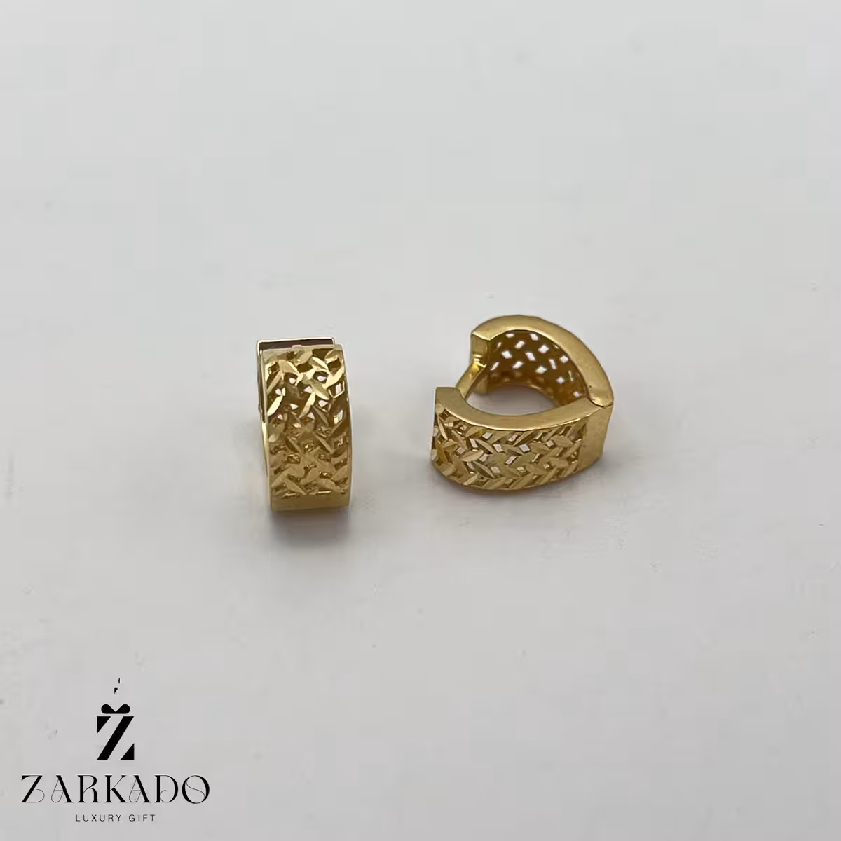 گوشواره حلقه ای طلا تراشدار کد E4361