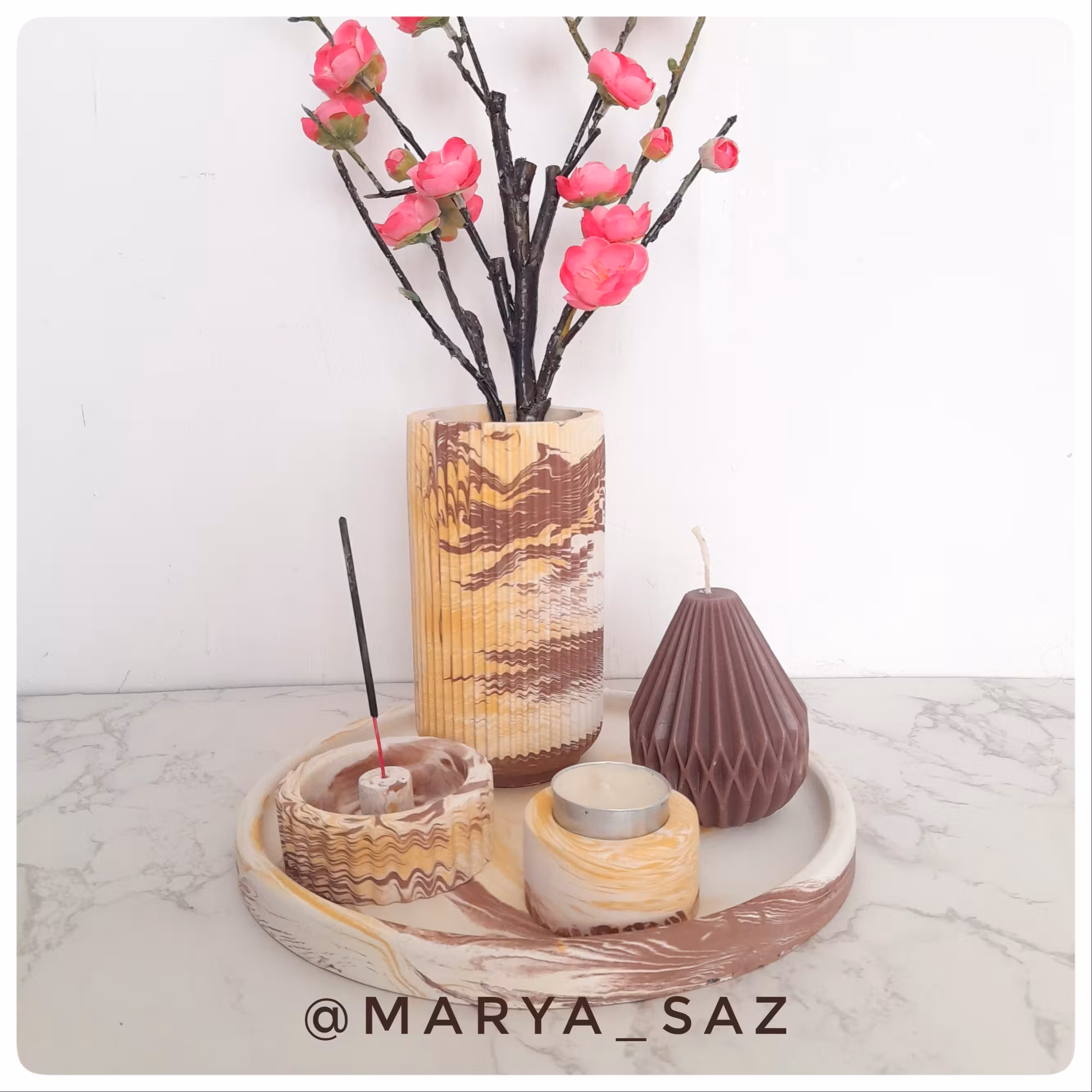 ست دکوری با شمع خمره ای  5 تیکه (بدون تزیینات)