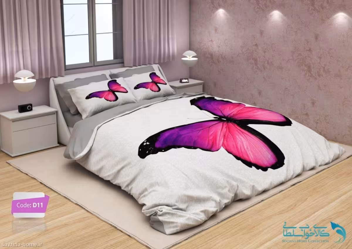 روتختی دو نفره طرح پروانه بنفش برند ترکسان کد D11