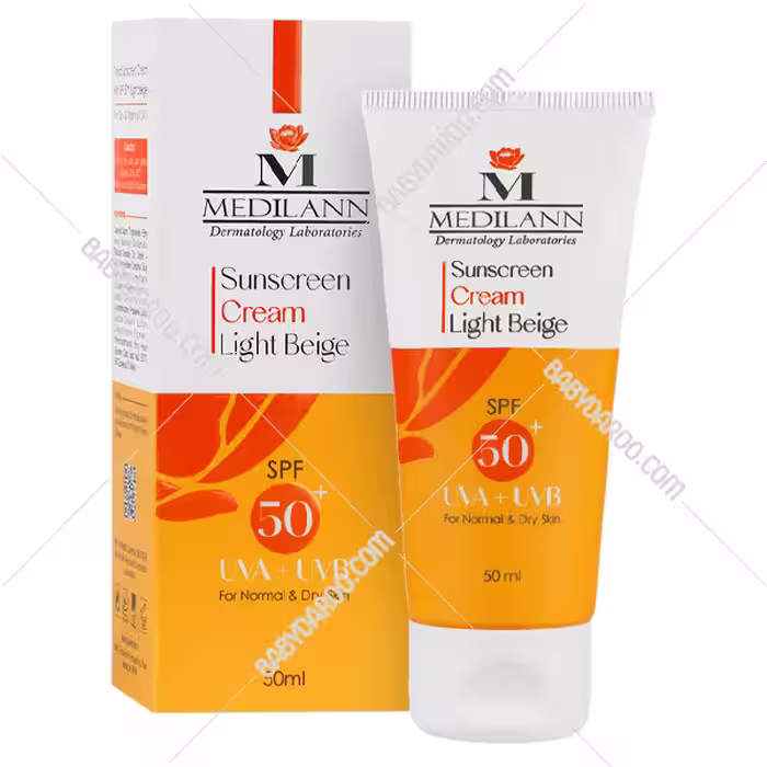 کرم ضد آفتاب رنگی SPF50 مدیلن مناسب پوست های معمولی و خشک