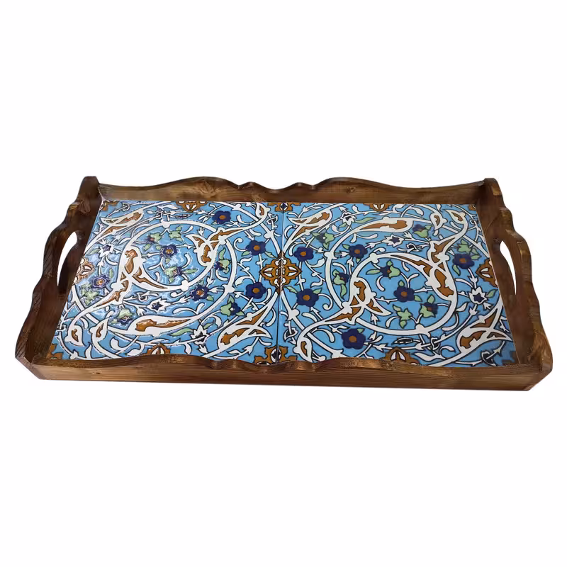 سینی چوبی طرح کاشی