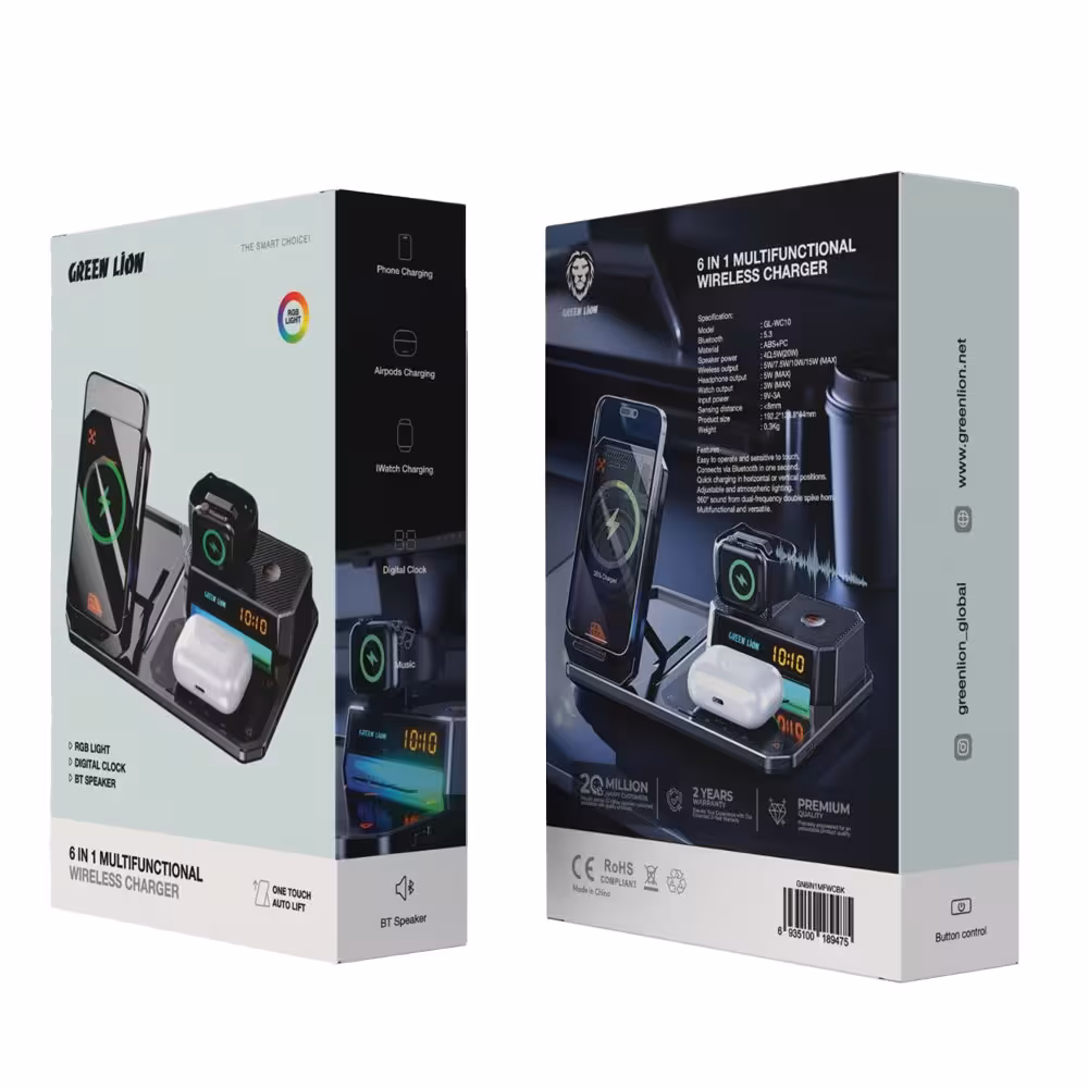 شارژر بی سیم چند منظوره 6 در 1 گرین Green 6in1 Multifunctional Wireless Charger