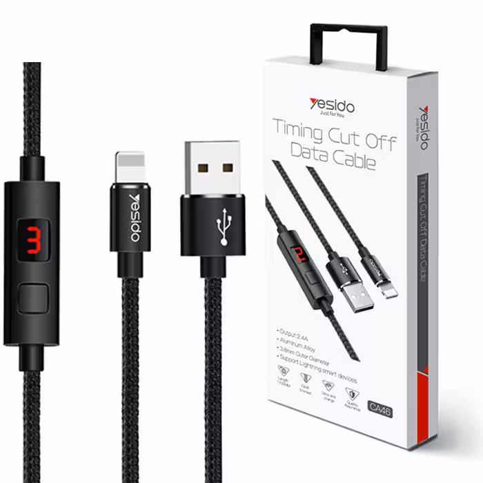 کابل USB به لایتنینگ یسیدو YESIDO CA46 طول 1.2متر 2.4 آمپر