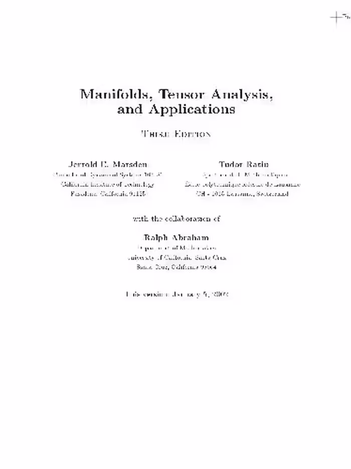 خرید و دانلود نسخه کامل کتاب Jerrold E Marsden Tudor Ratiu Ralph Abraham Manifolds Tensor Analysis and Applications