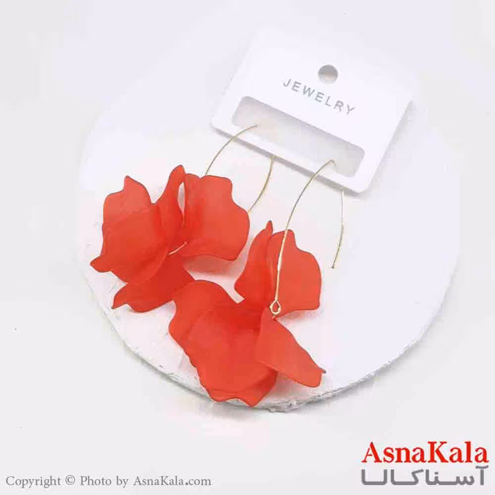 گوشواره استیل فانتزی زنانه مدل گلبرگ قرمز کد GSH151270W