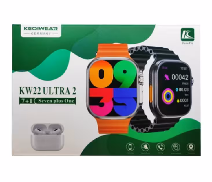 ساعت هوشمند مدل KW22 ULTRA 2 به همراه ایرپاد پرو (فروش عمده و تک)
