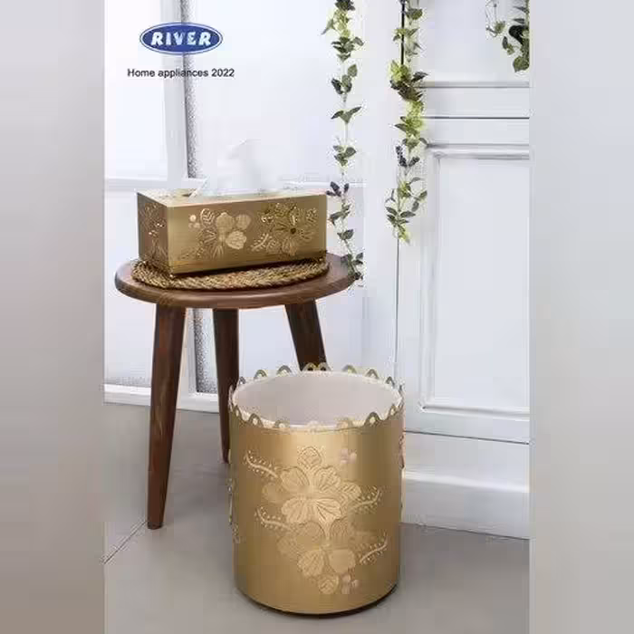 سطل و دستمال گرد گل 4پر 3بعدی طلایی ریور کد 4087