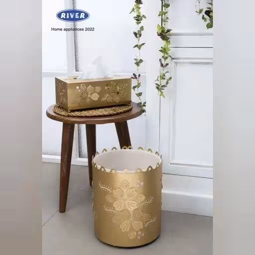 سطل و دستمال گرد گل 4پر 3بعدی طلایی ریور کد 4087