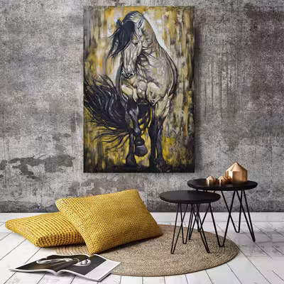 تابلو نقاشی رنگ روغن طرح اسب کد 1