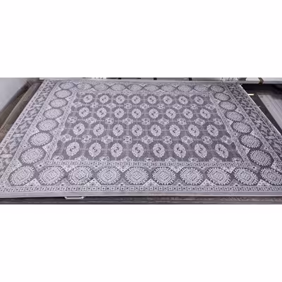 فرش ماشینی زمرد مشهد مدل R44 زمینه طوسی