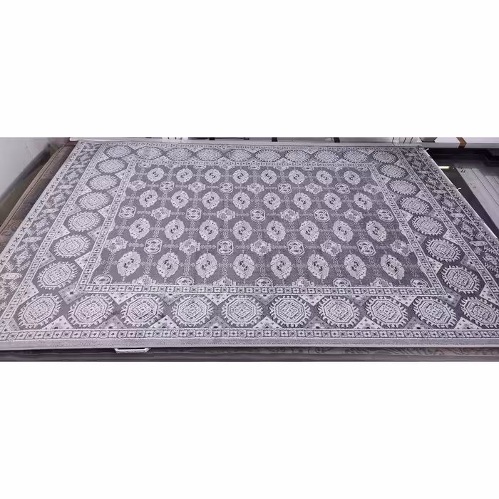 فرش ماشینی زمرد مشهد مدل R44 زمینه طوسی