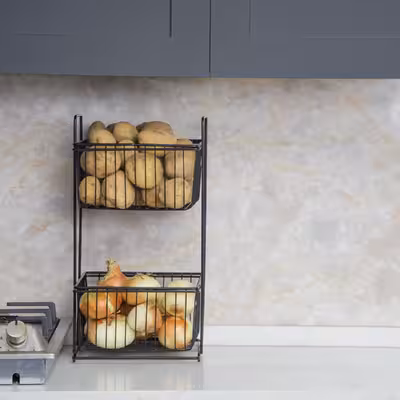 سبد سیب زمینی و پیاز پیشواز صنعت مدل 2طبقه مفتولی مربع کد 1507