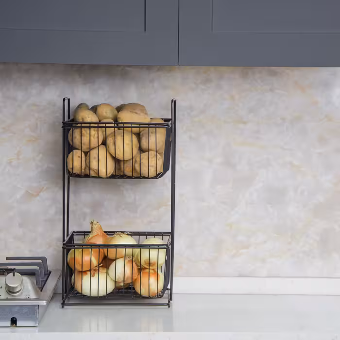 سبد سیب زمینی و پیاز پیشواز صنعت مدل 2طبقه مفتولی مربع کد 1507