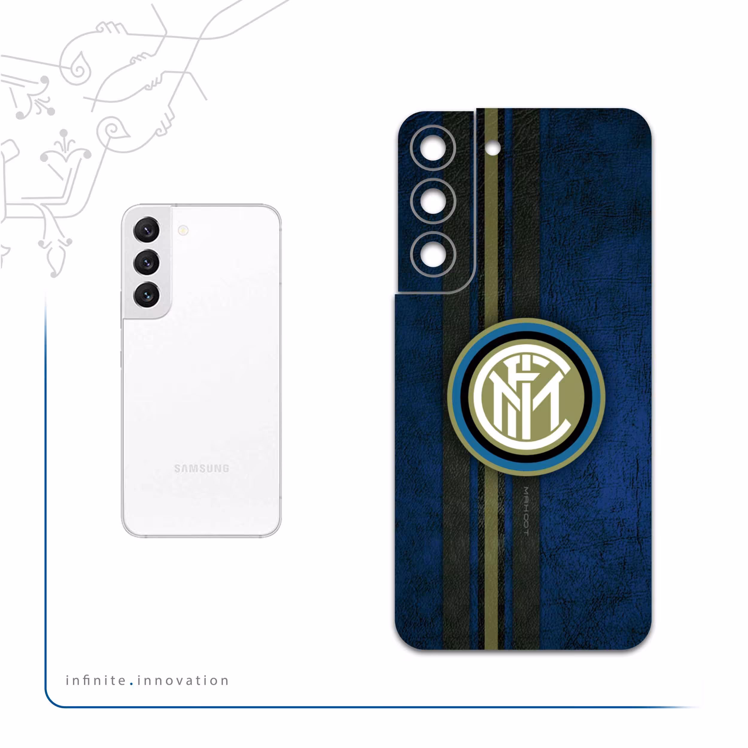 برچسب پوششی ماهوت مدل Inter-Milan مناسب برای گوشی موبایل سامسونگ Galaxy S22 5G