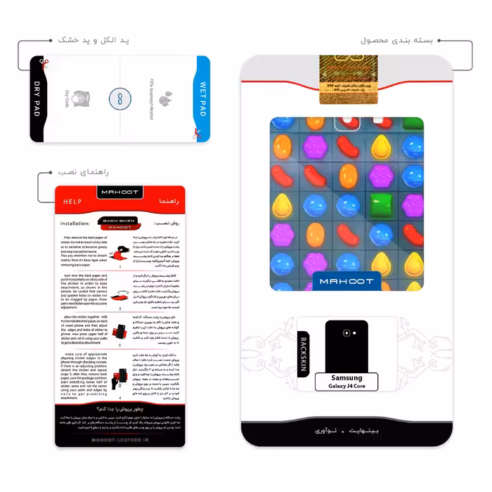 برچسب پوششی ماهوت مدل Candy Crush Game Series مناسب برای گوشی موبایل سامسونگ Galaxy J4 Core