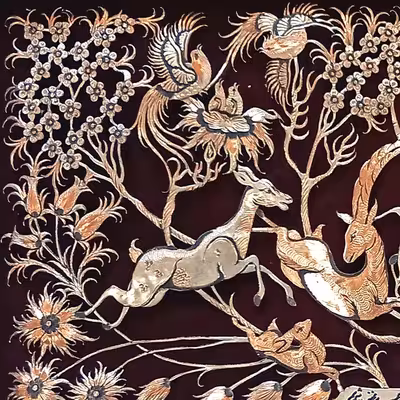 تابلو قلمزنی طرح گل و مرغ کد 4080