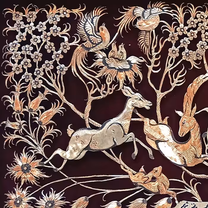 تابلو قلمزنی طرح گل و مرغ کد 4080