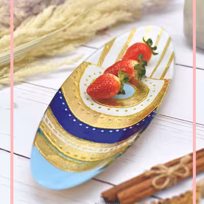 دیس شیشه ای مدل بیضی طرح چشم نظر