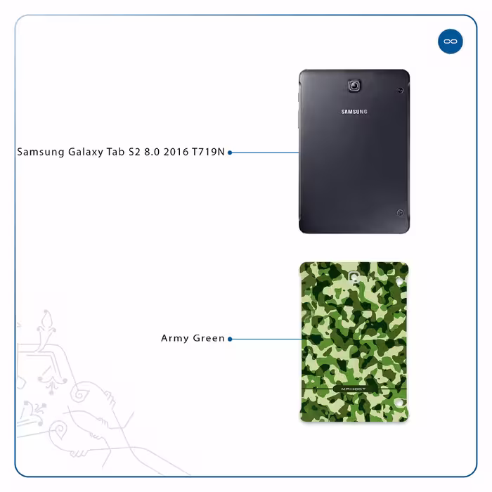 برچسب پوششی ماهوت مدل Army-Green-2 مناسب برای تبلت سامسونگ Galaxy Tab S2 8.0 2016 T719N