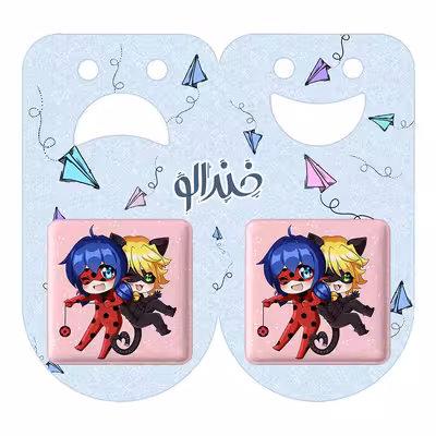 پیکسل خندالو مدل دختر کفشدوزکی و پسر گربه ای کد 3486 به همراه مگنت