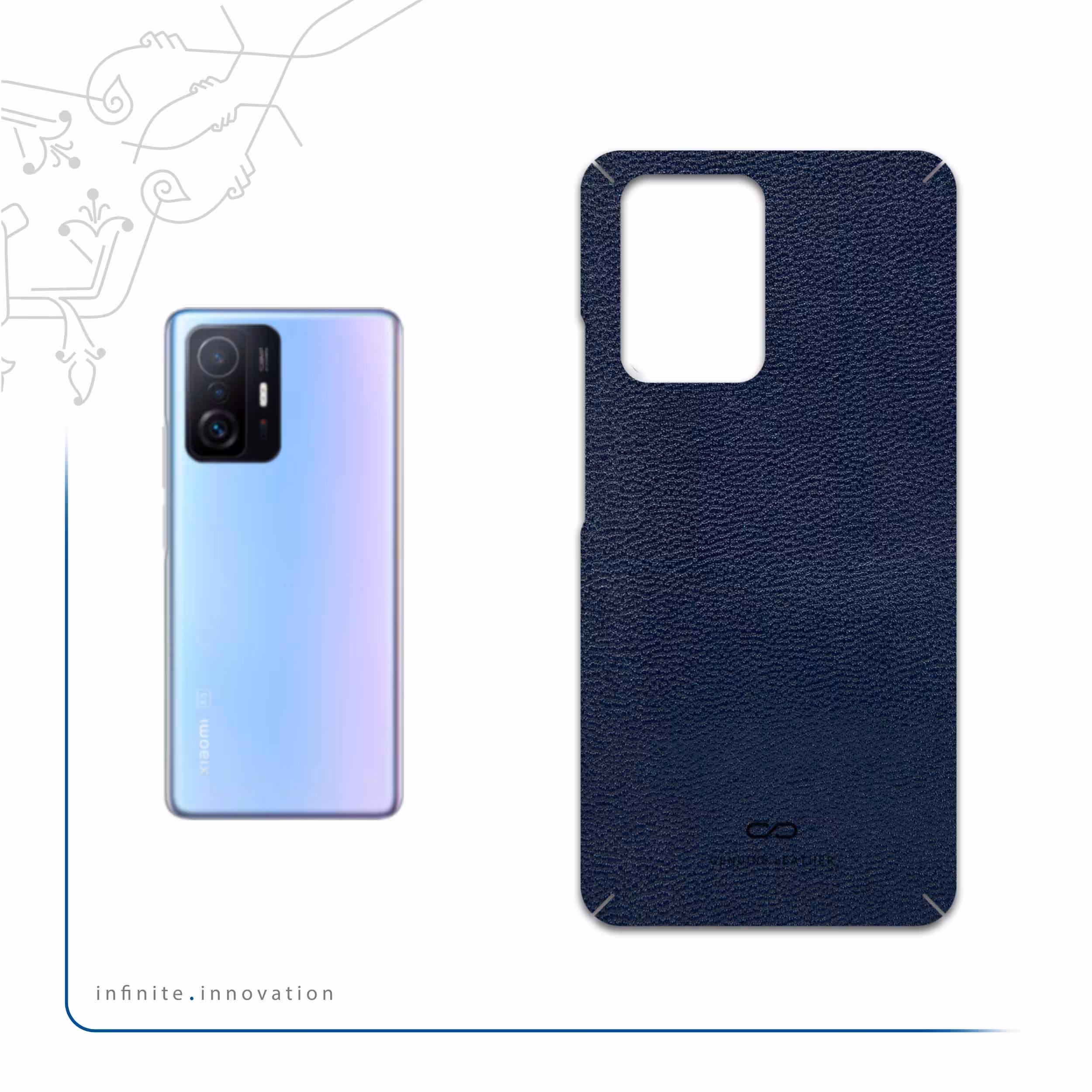 برچسب پوششی ماهوت مدل Deep-Blue-Leather مناسب برای گوشی موبایل شیائومی 11T Pro
