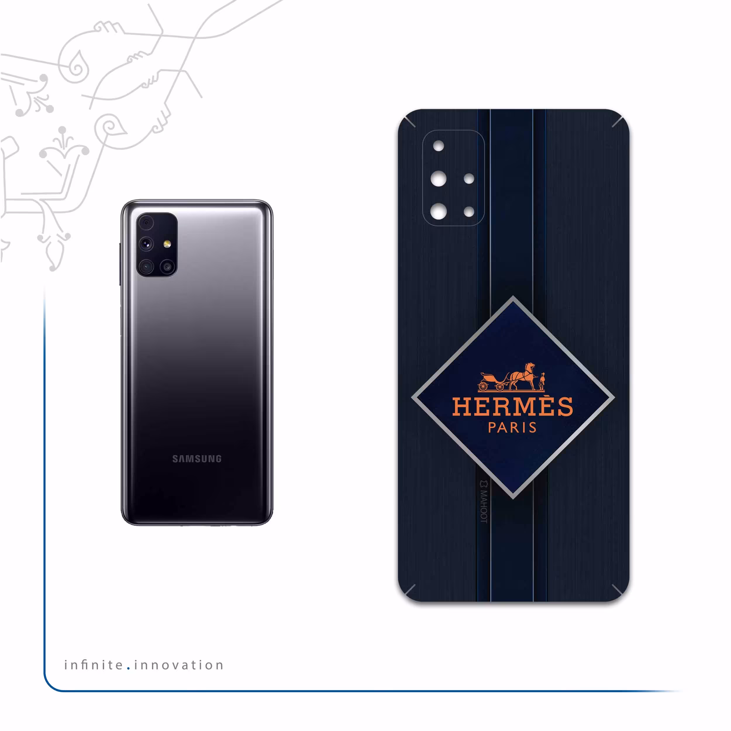 برچسب پوششی ماهوت مدل Hermes-Logo مناسب برای گوشی موبایل سامسونگ Galaxy M31S