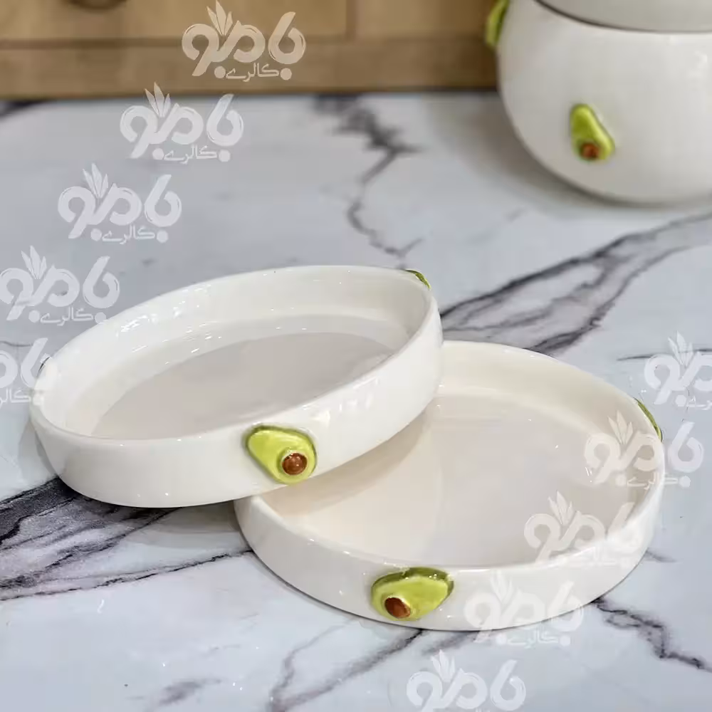 نعلبکی و زیر لیوانی سرامیکی آووکادو برجسته